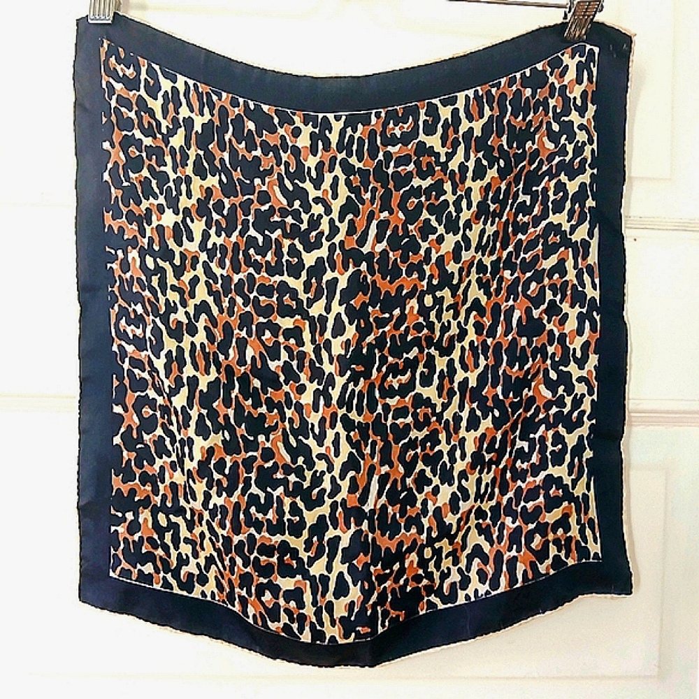 Vintage Leopard Print Silk Scarf